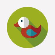 duck toy flat icon with long shadow eps10 N26