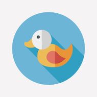 duck toy flat icon with long shadow eps10 N27