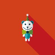 birthday teddy bear flat icon with long shadow eps10 N45
