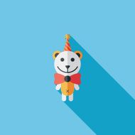 birthday teddy bear flat icon with long shadow eps10 N46