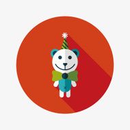 birthday teddy bear flat icon with long shadow eps10 N47