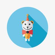 birthday teddy bear flat icon with long shadow eps10 N48