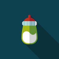 Baby bottle flat icon with long shadow EPS 10 N94