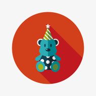 birthday teddy bear flat icon with long shadow eps10 N49