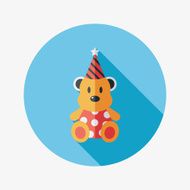 birthday teddy bear flat icon with long shadow eps10 N50