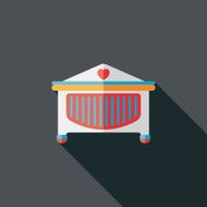 baby cradle bed flat icon with long shadow eps10 N83