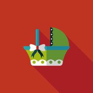 baby cradle bed flat icon with long shadow eps10 N86