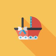 baby cradle bed flat icon with long shadow eps10 N87