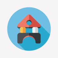 brick house flat icon with long shadow N70