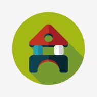 brick house flat icon with long shadow N71