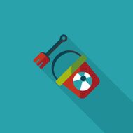Shovel and bucket toys flat icon with long shadow eps10 N16
