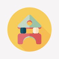 brick house flat icon with long shadow N73