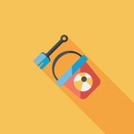 Shovel and bucket toys flat icon with long shadow eps10 N17