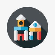 brick house flat icon with long shadow N75