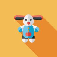 toy dog flat icon with long shadow eps10 N8