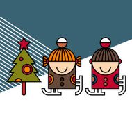 Ice skating kids and Christmas tree