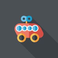 toy car flat icon with long shadow N75