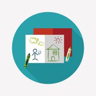 crayons flat icon with long shadow eps10 N44