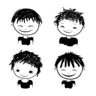 Cute boy smiling sketch for your design N2
