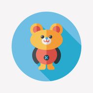 teddy bear flat icon with long shadow N64