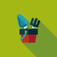 Shovel and bucket toys flat icon with long shadow eps10 N19