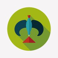 Balancing bird flat icon with long shadow N20