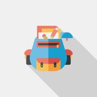 backpack flat icon with long shadow N27