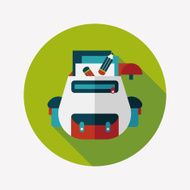 backpack flat icon with long shadow N28