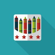 crayons flat icon with long shadow eps10 N46