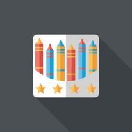 crayons flat icon with long shadow eps10 N47