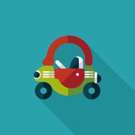 toy car walker flat icon with long shadow N6
