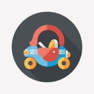 toy car walker flat icon with long shadow N9