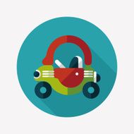 toy car walker flat icon with long shadow N10