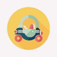 toy car walker flat icon with long shadow N12
