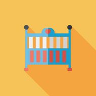 baby cradle bed flat icon with long shadow eps10 N98