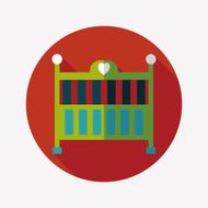 baby cradle bed flat icon with long shadow eps10 N99