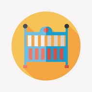 baby cradle bed flat icon with long shadow eps10 N100