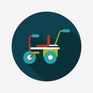 Kids Tricycle flat icon with long shadow eps10 N30
