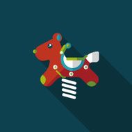 playground toy horse flat icon with long shadow N3