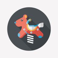 playground toy horse flat icon with long shadow N4