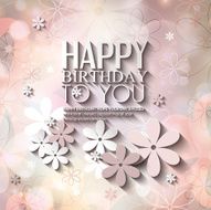 Vector birthday card with flowers on colorful background