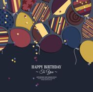 Vector colorful birthday card with paper balloons and wishes N2