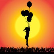 Vector silhouette of a little girl N13