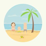 Beautiful and happy family on the beach