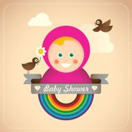 Baby shower illustration in color