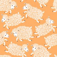 Seamless pattern with cute sheep N2