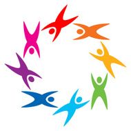 round of colorful people pictogram