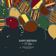 Vector colorful birthday card with paper balloons and wishes N3