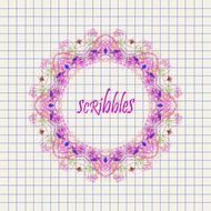 Children&#039;s scribbles with multicolor colored pencils on school c