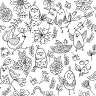 Cute colorful seamless pattern with birds